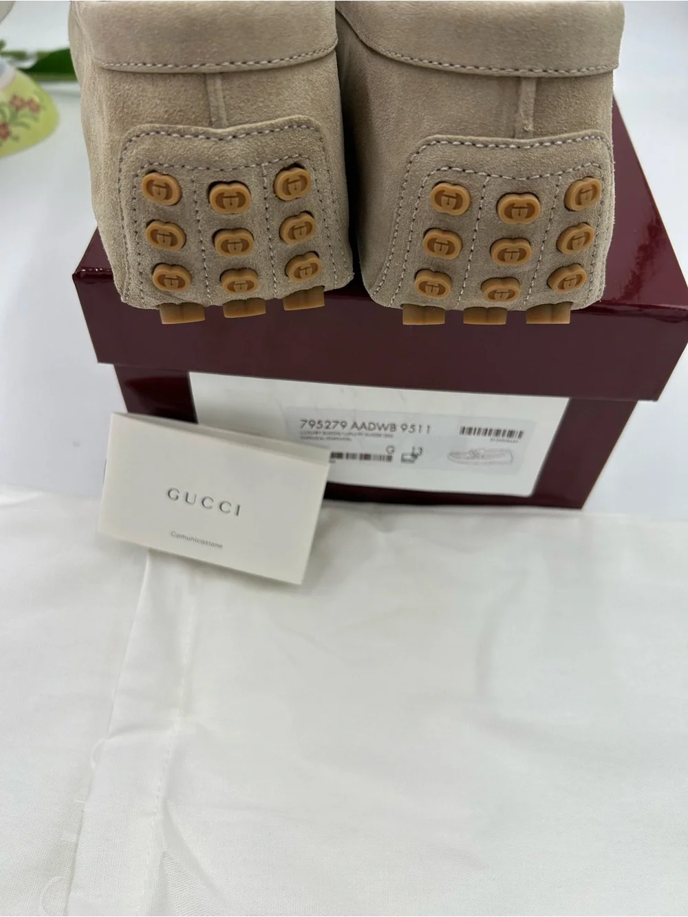 Men's Gucci GG logo suede driver loafers size 13 fits 13.5 US made in Italy - Picture 8 of 11